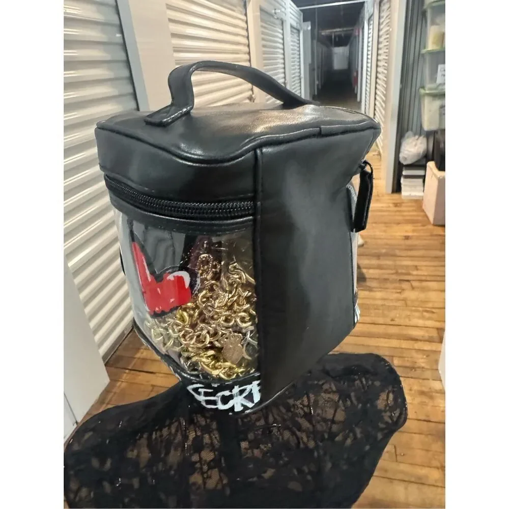 Victoria’s Secret graffiti heart wings VS make up bag/train case